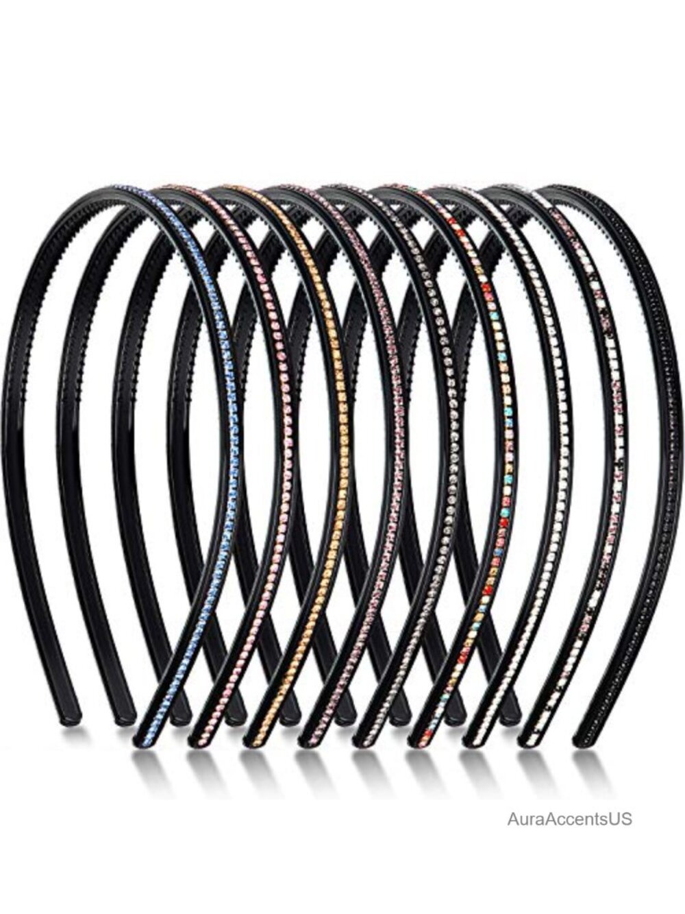 Rhinestone Headbands Set Thin Bling Crystal Hair Hoops for Women